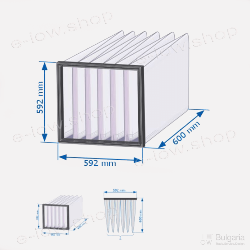 Джобен Филтър с Клас на Филтрация F5 / 592x592x600