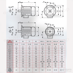 Електродвигател 0.25kW 4pol 3ph B14 IEC 71